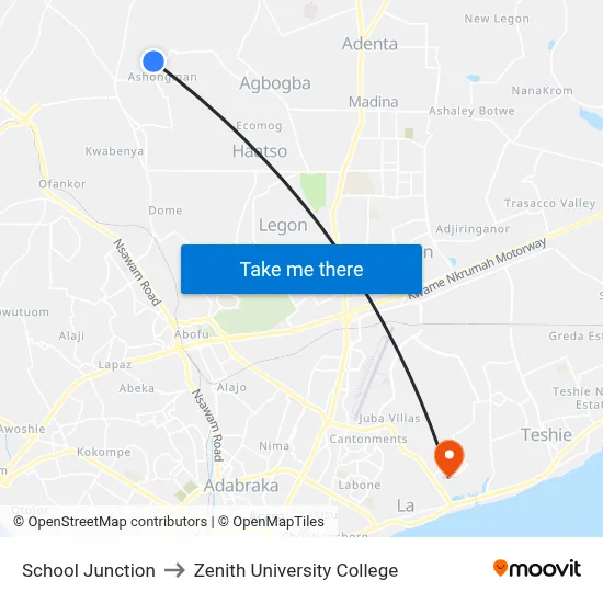School Junction to Zenith University College map