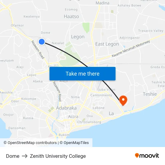 Dome to Zenith University College map