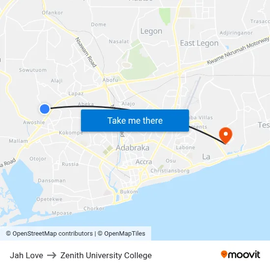 Jah Love to Zenith University College map