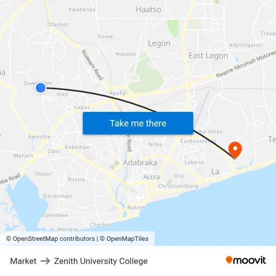 Market to Zenith University College map