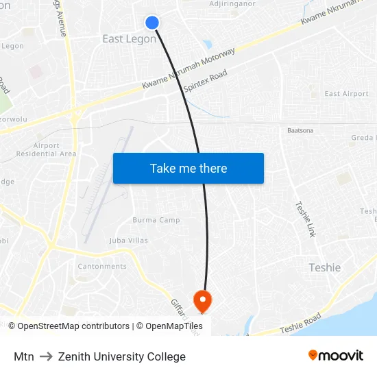 Mtn to Zenith University College map