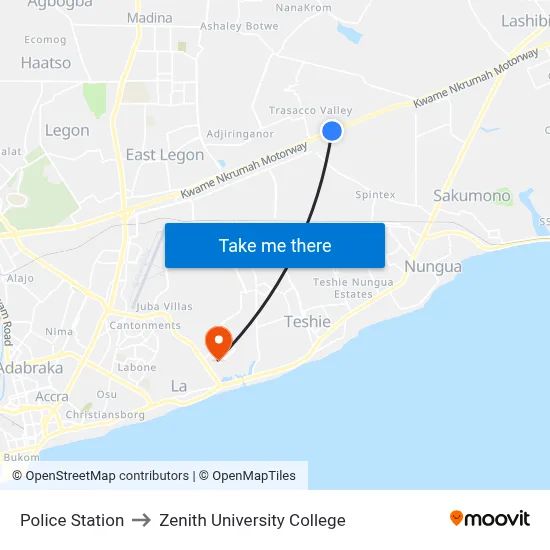Police Station to Zenith University College map