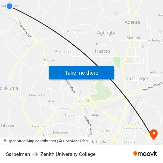 Sarpeiman to Zenith University College map