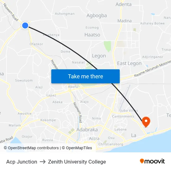 Acp Junction to Zenith University College map