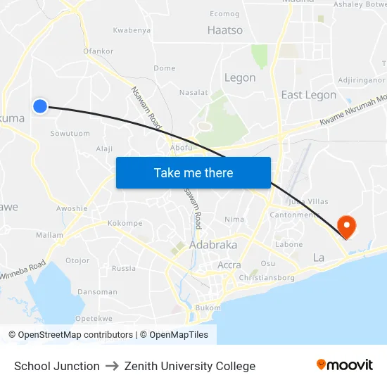 School Junction to Zenith University College map