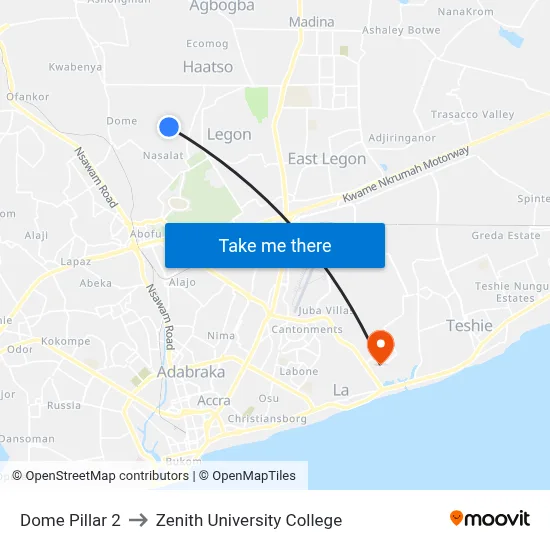 Dome Pillar 2 to Zenith University College map