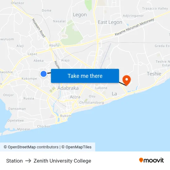 Station to Zenith University College map