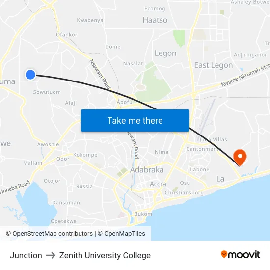 Junction to Zenith University College map