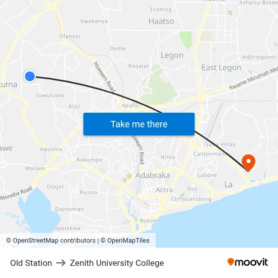 Old Station to Zenith University College map