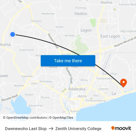 Dwenewoho Last Stop to Zenith University College map