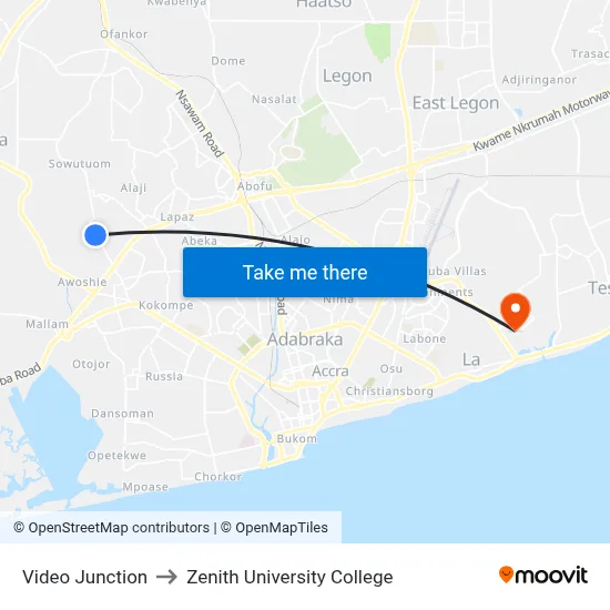 Video Junction to Zenith University College map