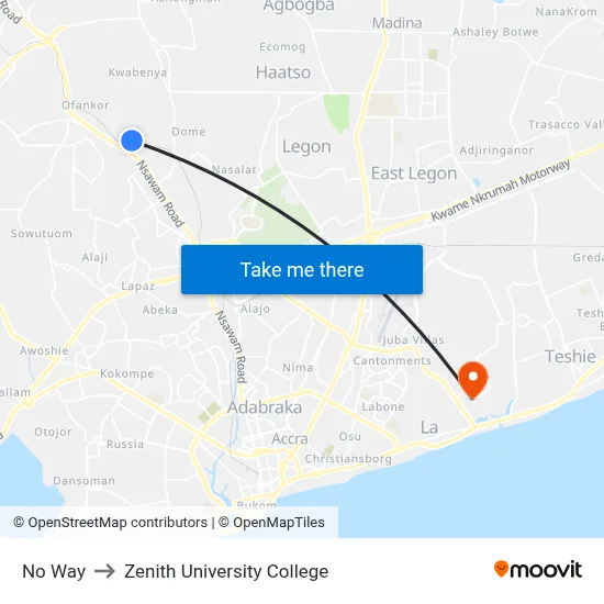 No Way to Zenith University College map