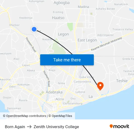 Born Again to Zenith University College map
