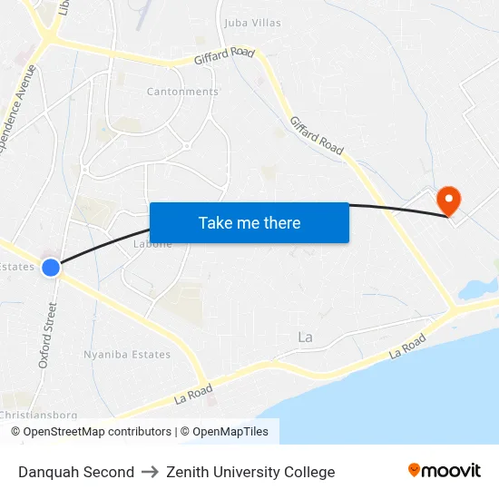 Danquah Second to Zenith University College map