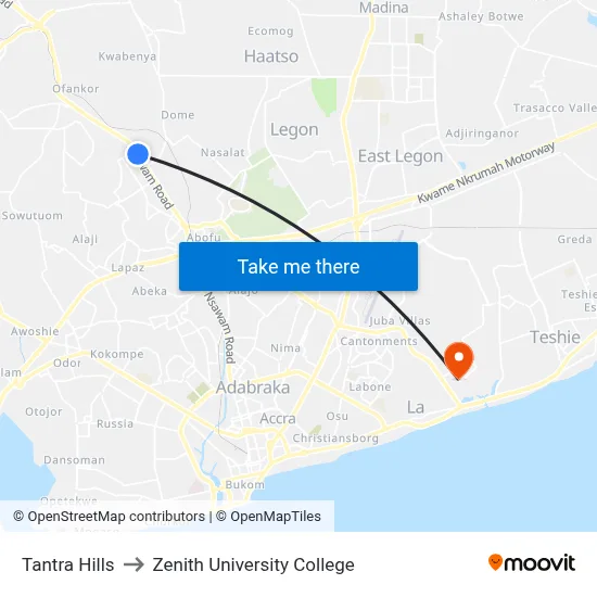 Tantra Hills to Zenith University College map