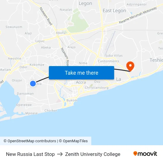 New Russia Last Stop to Zenith University College map