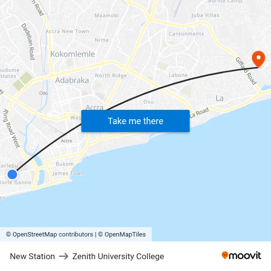 New Station to Zenith University College map