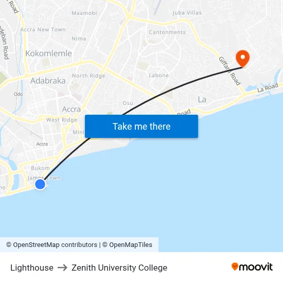 Lighthouse to Zenith University College map