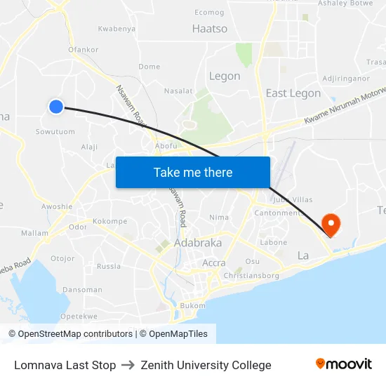 Lomnava Last Stop to Zenith University College map
