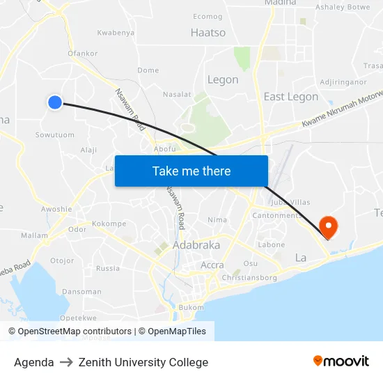 Agenda to Zenith University College map