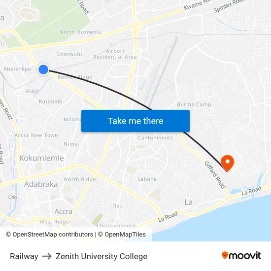 Railway to Zenith University College map
