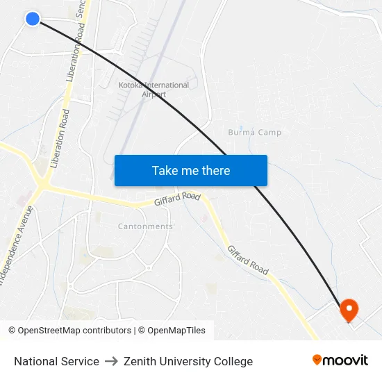 National Service to Zenith University College map
