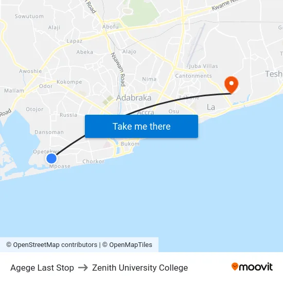 Agege Last Stop to Zenith University College map
