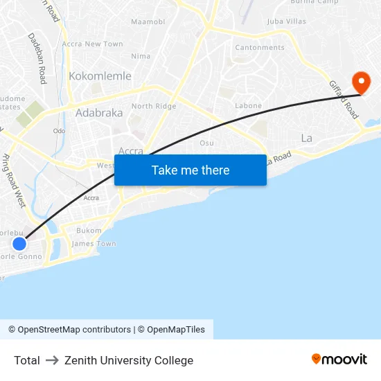 Total to Zenith University College map