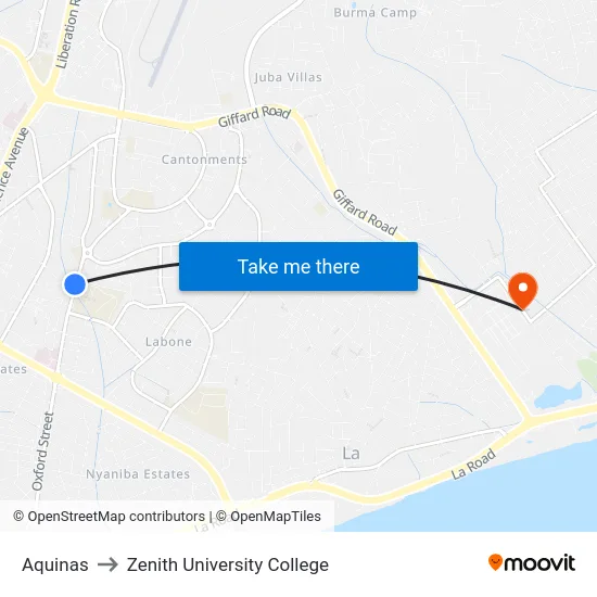 Aquinas to Zenith University College map