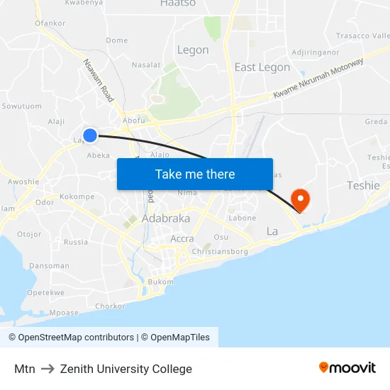 Mtn to Zenith University College map