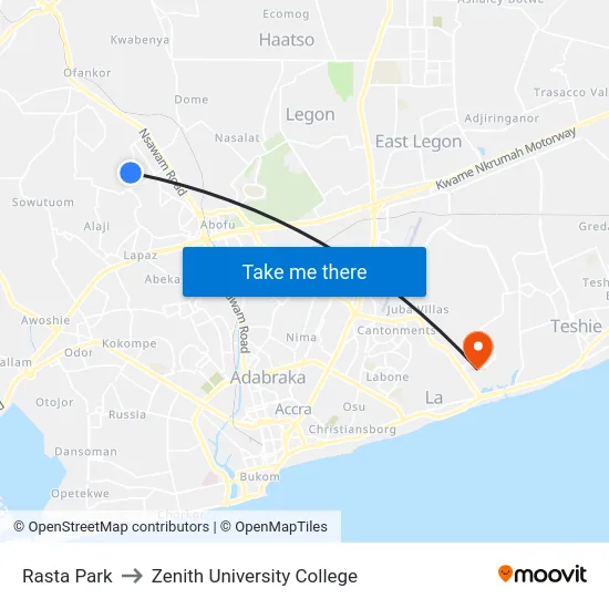 Rasta Park to Zenith University College map