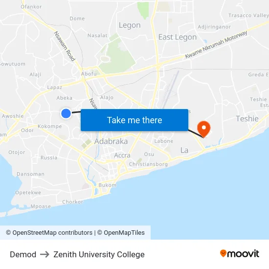 Demod to Zenith University College map