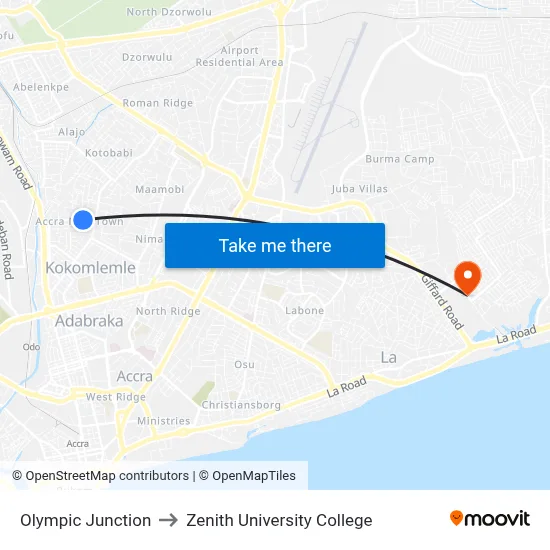 Olympic Junction to Zenith University College map