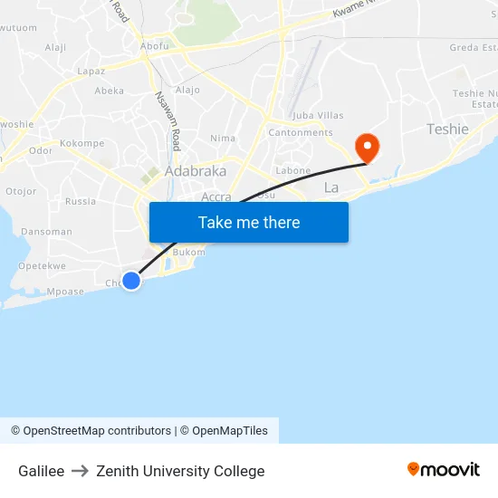 Galilee to Zenith University College map