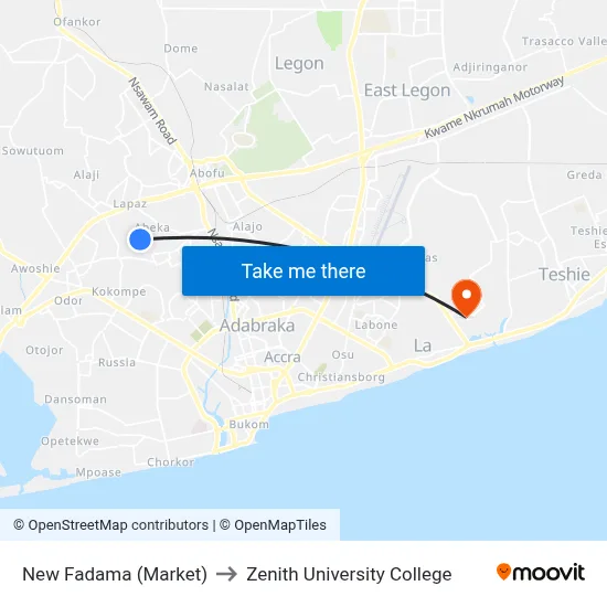 New Fadama (Market) to Zenith University College map