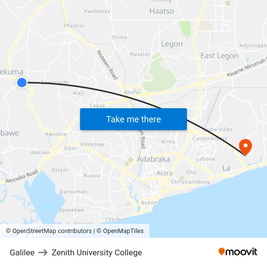 Galilee to Zenith University College map