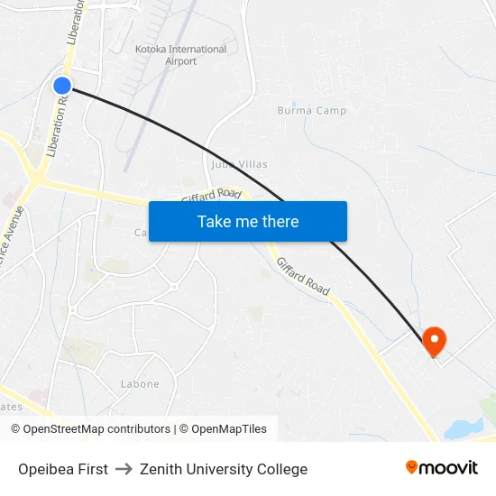 Opeibea First to Zenith University College map