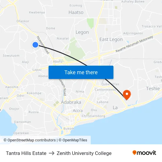Tantra Hills Estate to Zenith University College map