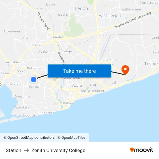 Station to Zenith University College map