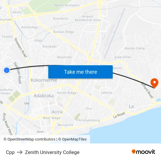 Cpp to Zenith University College map