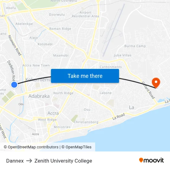 Dannex to Zenith University College map