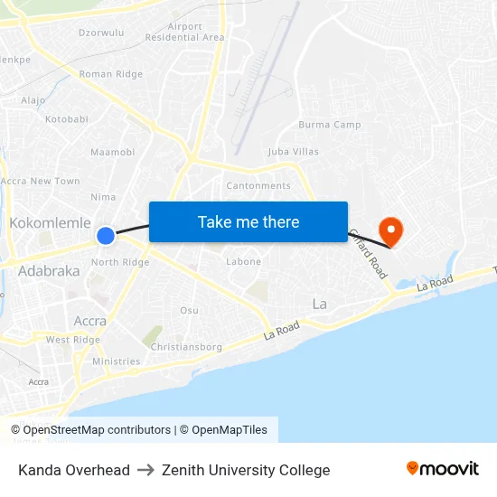 Kanda Overhead to Zenith University College map