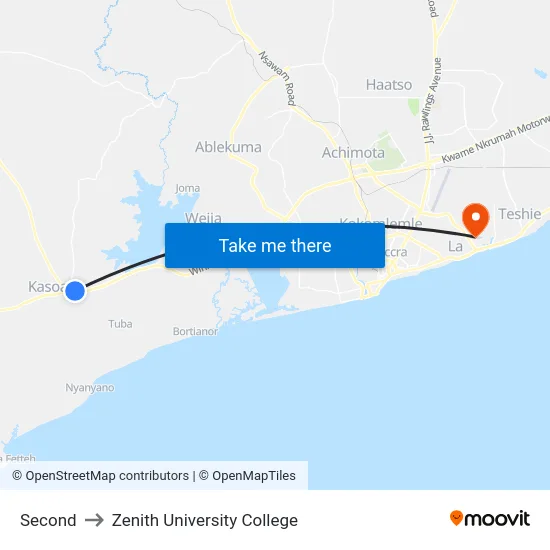 Second to Zenith University College map