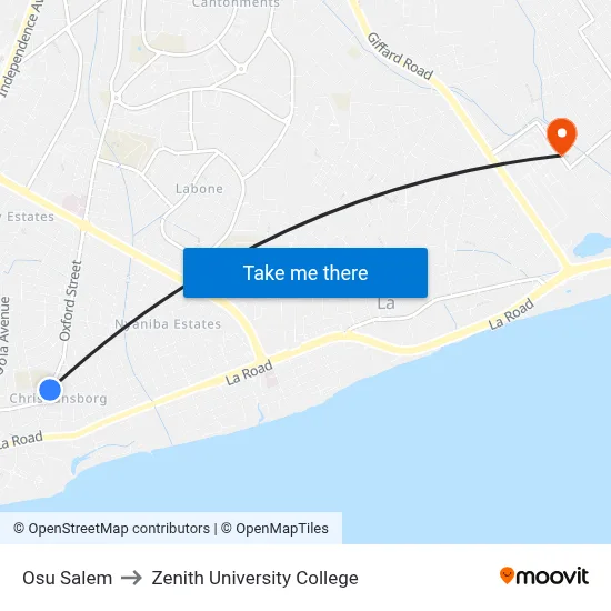 Osu Salem to Zenith University College map