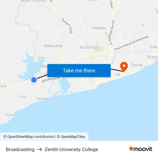 Broadcasting to Zenith University College map