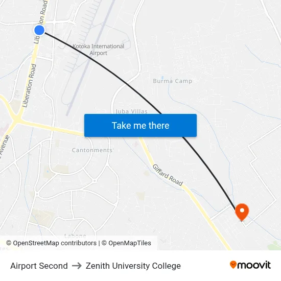 Airport Second to Zenith University College map
