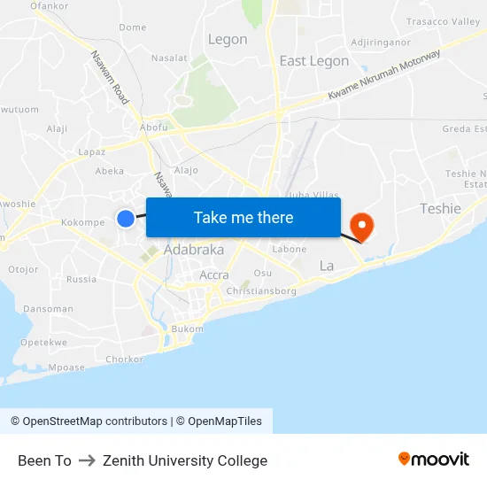 Been To to Zenith University College map