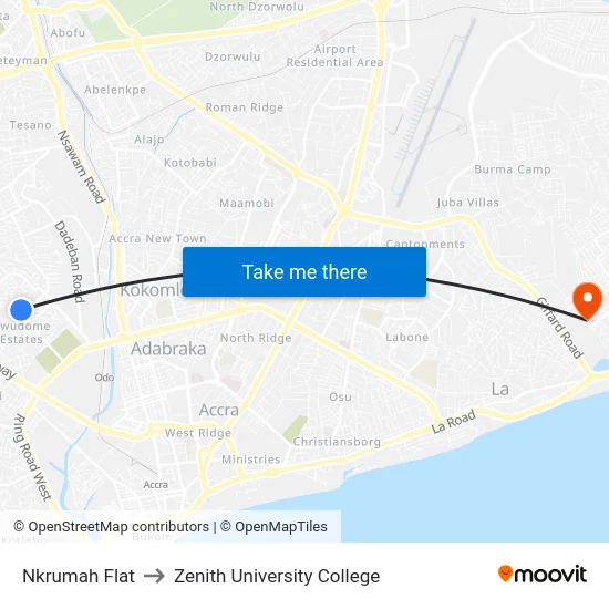 Nkrumah Flat to Zenith University College map