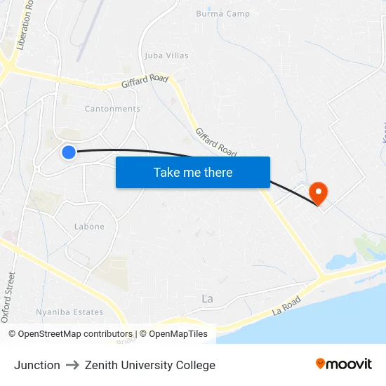 Junction to Zenith University College map