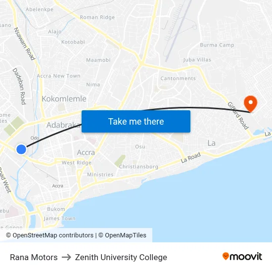 Rana Motors to Zenith University College map